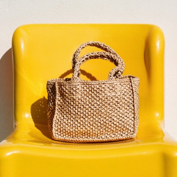 NWT MANGO Raffia Effect Shoulder Bag - Picture 2 of 5